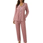 Spring-Autumn-Spot-Pajamas-Animal-Print-Bedroom-V-Neck-Nightwear-Female-2-Pieces-Graphic-Long-Sleeve-2