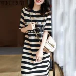 Striped-Print-Short-Sleeve-Midi-Dress-Summer-Aesthetic-Clothes-Korean-Fashion-Casual-Harajuku-Dresses-for-Women-2