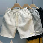 Summer-Running-Shorts-Men-Casual-Jogging-Sport-Short-Pants-Wave-Pattern-Solid-Color-Drawstring-Loose-Dry