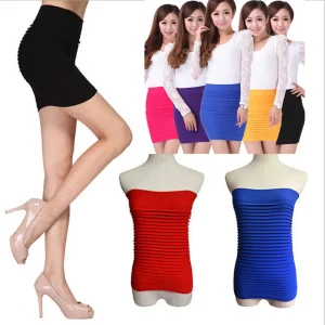 Summer-Women-High-Waist-Skirt-Solid-Color-Elastic-Pleated-Skirt-For-Office-Lady-Draped-Slim-Mini-1