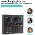V8 Professional Sound Card Streaming Live Broadcast Podcast Recording Studio Equipment Voice Changer Audio Interface SoundCard 1
