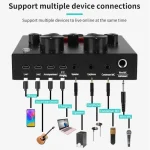 V8 Professional Sound Card Streaming Live Broadcast Podcast Recording Studio Equipment Voice Changer Audio Interface SoundCard 2