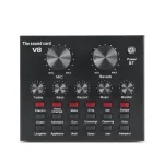 V8 Professional Sound Card Streaming Live Broadcast Podcast Recording Studio Equipment Voice Changer Audio Interface SoundCard 5