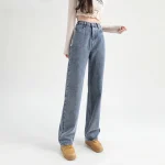 Woman-Jeans-Elastic-High-Waist-Wide-Leg-Cotton-Denim-Clothing-Blue-White-Streetwear-Vintage-Fashion-Harajuku-3