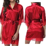 Women-Sexy-Lingerie-Silk-Kimono-Bath-Robe-Nightwear-Sleepwear-Chemises-Nightgown-Lace-Edge-Nightdress-Mini-Dress-1