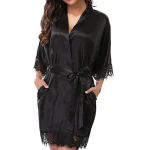 Women-Sexy-Silk-Satin-Lace-Border-Nightgown-Pajamas-Solid-Color-Smooth-Robe-Dress-Skin-friendly-Comfortable-2