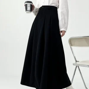 Yasuk-AllSeason-Casual-Soft-Solid-Women-s-Pleated-Skirt-Long-Draped-Suit-Elastic-Waist-Dress-Maxi-1