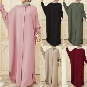 kebaya-Ramadan-Solid-Batwing-Sleeve-Kaftan-Abaya-Elegant-Loose-Split-Maxi-Length-Dress-Women-s-Clothing