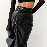 wsevypo-Black-PU-Leather-High-Waist-Pencil-Skirts-Vintage-Grunge-Women-Streetwear-Zipper-High-Split-Bodycon-3