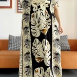 2023-New-African-Style-Short-Sleeve-Dresses-Floral-Printed-Big-Flower-Loose-Boubou-Maxi-Islam-Women-2