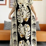 2023-New-African-Style-Short-Sleeve-Dresses-Floral-Printed-Big-Flower-Loose-Boubou-Maxi-Islam-Women-3