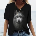 2024-New-Fashion-Ladies-T-Shirts-Summer-Apparel-Wolf-Graphic-3d-T-Shirt-Tees-Women-s-2