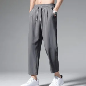 Baggy-Ice-Silk-Men-Trousers-Breathable-Straight-leg-Trousers-Men-s-Casual-Ankle-length-Pants-Breathable