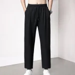 Baggy-Ice-Silk-Men-Trousers-Breathable-Straight-leg-Trousers-Men-s-Casual-Ankle-length-Pants-Breathable-5