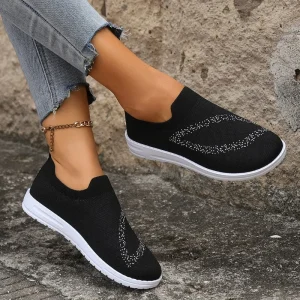 Black-Color-Knitted-Sneakers-for-Women-Summer-Non-Slip-Breathable-Socks-Shoes-Woman-Slip-On-Casual