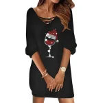 Christmas-Women-s-Dresses-2023-Fashion-Wine-Glass-Print-Casual-V-Neck-Half-Sleeve-Xmas-New-9