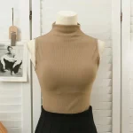 HELIAR-Women-Mock-Neck-Tank-Tops-With-Bra-Pad-Sexy-Simple-Crop-Tops-Ribbed-Sleeveless-Casual