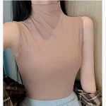 HELIAR-Women-Mock-Neck-Tank-Tops-With-Bra-Pad-Sexy-Simple-Crop-Tops-Ribbed-Sleeveless-Casual-4
