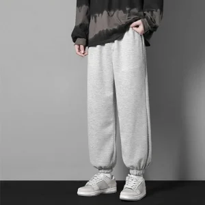 Korean-Style-Fashion-Sweatpants-New-Summer-Spring-Light-Gray-Baggy-Wide-Leg-Pants-Straight-Leg-Casual
