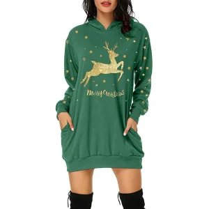 Navidad-Dress-Women-S-Christmas-Printed-Mid-Length-Pocket-Hooded-Long-Sleeve-Top-Sweatshirt-New-Fashion