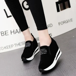 New-Flock-Increasing-Shoes-High-Heels-Lady-Casual-black-Women-Sneakers-Leisure-Platform-Shoes-Slip-On