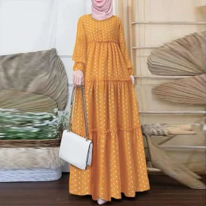 New-Women-s-Bohemian-Polka-Dot-Print-Muslim-Dresses-Long-Sleeves-Prayer-Clothes-For-Women-Ramadan