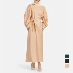 Ramadan-Muslim-Robe-Jalabiya-Abaya-Solid-Color-Belt-Dress-Casual-Long-Sleeve-Caftan-Dresses-Eid-Women
