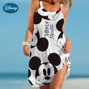 S-5xl-Summer-Dresses-Disney-Mickey-Mouse-Strap-Beach-Dress-For-Women-2024-New-Big-Swing