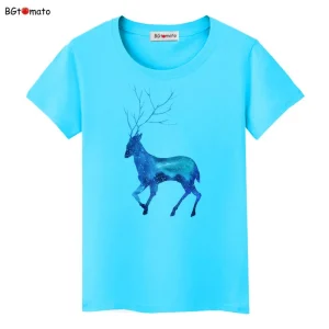 Star-deer-beautiful-t-shirt-for-woman-Brand-new-fashion-tops-tees-good-quality-Comfortable-soft-1