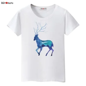 Star-deer-beautiful-t-shirt-for-woman-Brand-new-fashion-tops-tees-good-quality-Comfortable-soft