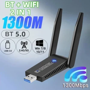 WiFi-USB-3-0-Adapter-1300Mbps-Bluetooth-5-0-Dual-Band-2-4GHz-5GHz-Wifi-Usb