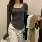 Women-s-Clothing-Long-sleeved-T-shirt-Tops-Autumn-Winter-New-Fashion-Slim-Fit-Student-Casual-2