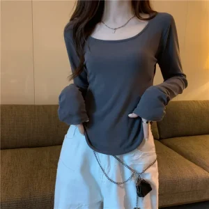 Women-s-Clothing-Long-sleeved-T-shirt-Tops-Autumn-Winter-New-Fashion-Slim-Fit-Student-Casual