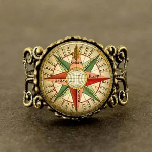 Antique-VINTAGE-Wind-Rose-Compass-Ring-jewelry-steampunk-mens-women-new-men-charm-hot-selling