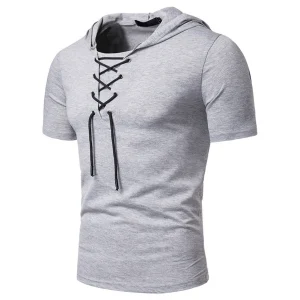 Fashion-New-Men-Hooded-Loose-Tie-Up-Hip-hop-Casual-Short-Sleeved-T-shirt-Top-1