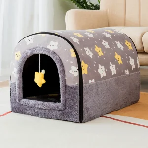 Kennel-Winter-Warm-House-Type-Small-Dog-Closed-Cat-Nest-Removable-and-Washable-Teddy-Four-Seasons