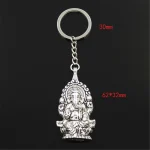 New-Fashion-Men-30mm-Keychain-DIY-Metal-Holder-Chain-Vintage-Ganesha-Buddha-Elephant-62x32mm-Silver-Color-3
