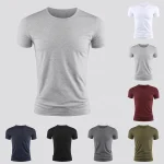 New-Mens-Summer-Short-Sleeve-Crew-Neck-Slim-Fit-T-Shirt-Plain-Casual-Gym-Muscle-Fashion-5