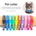 Patches-Bells-Color-Buckle-Footprint-Collars-Synthetic-Pet-Safety-Buckle-Adjustable-Collar-Animal-Supplies