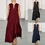 Plus-Size-2024-New-Arrival-Women-Summer-Dresses-Vintage-Daily-Casual-Sleeveless-Long-Dresses-Cotton-Blend-3