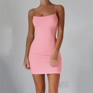 Sexy-Spaghetti-Strap-Camisole-Mini-Dress-Women-Bodycon-Club-Party-Dresses-2024-Summer-New-Pure-Color