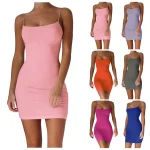 Sexy-Spaghetti-Strap-Camisole-Mini-Dress-Women-Bodycon-Club-Party-Dresses-2024-Summer-New-Pure-Color-4