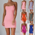 Sexy-Spaghetti-Strap-Camisole-Mini-Dress-Women-Bodycon-Club-Party-Dresses-2024-Summer-New-Pure-Color-5