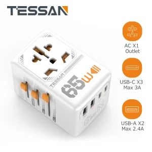 TESSAN-65W-Universal-Converter-Travel-Charger-Power-Adapter-With-USB-Port-3A-Smart-Phone-Fast-Charging