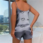 Women-Pajama-Set-Sexy-Heart-Print-2-Pieces-Sleepwear-Pyjamas-Silk-Satin-Top-And-Shorts-Nightwear-5