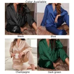 Women-Silk-Satin-Pajamas-Set-Solid-Causal-Ladies-Long-Sleeve-Sleepwear-Fashion-Comfort-V-neck-Loungewear-4