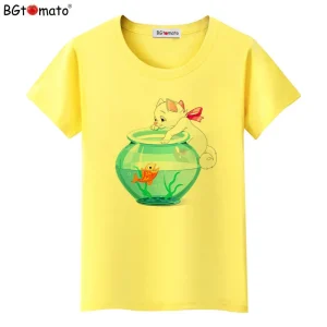 BGtomato-T-shirt-goldfish-and-cat-shirt-cartoon-lovely-cute-t-shirt-women-New-style-kawaii-1