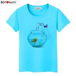 BGtomato-T-shirt-goldfish-and-cat-shirt-cartoon-lovely-cute-t-shirt-women-New-style-kawaii-3