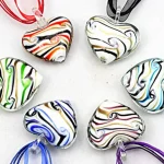 Personality-Female-Handmade-Murano-Lampwork-Glass-Stripe-Heart-Pendant-35-36MM-Fit-Necklace-Jewelry-Gifts-LL81-1