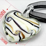 Personality-Female-Handmade-Murano-Lampwork-Glass-Stripe-Heart-Pendant-35-36MM-Fit-Necklace-Jewelry-Gifts-LL81-2